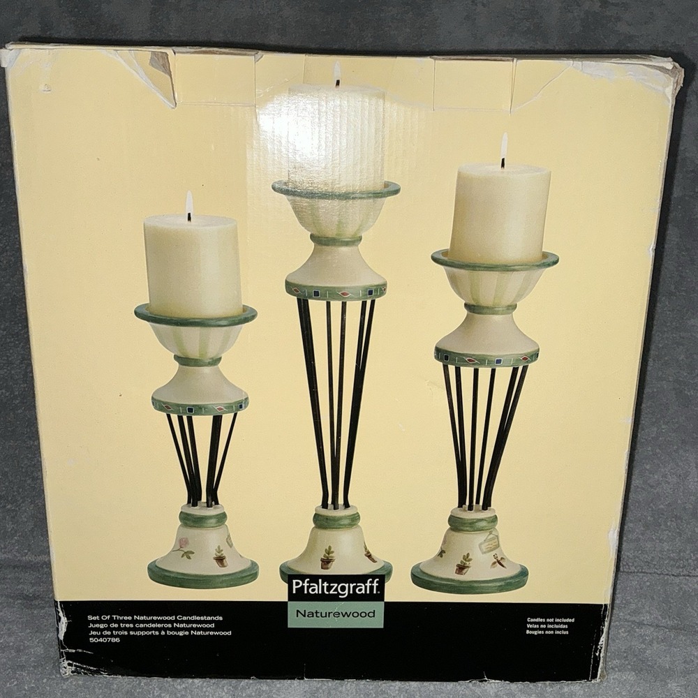 Set Of 3β Pfaltzgraff Naturewood Candlestands 10-1/4", 12" and 14" Tall